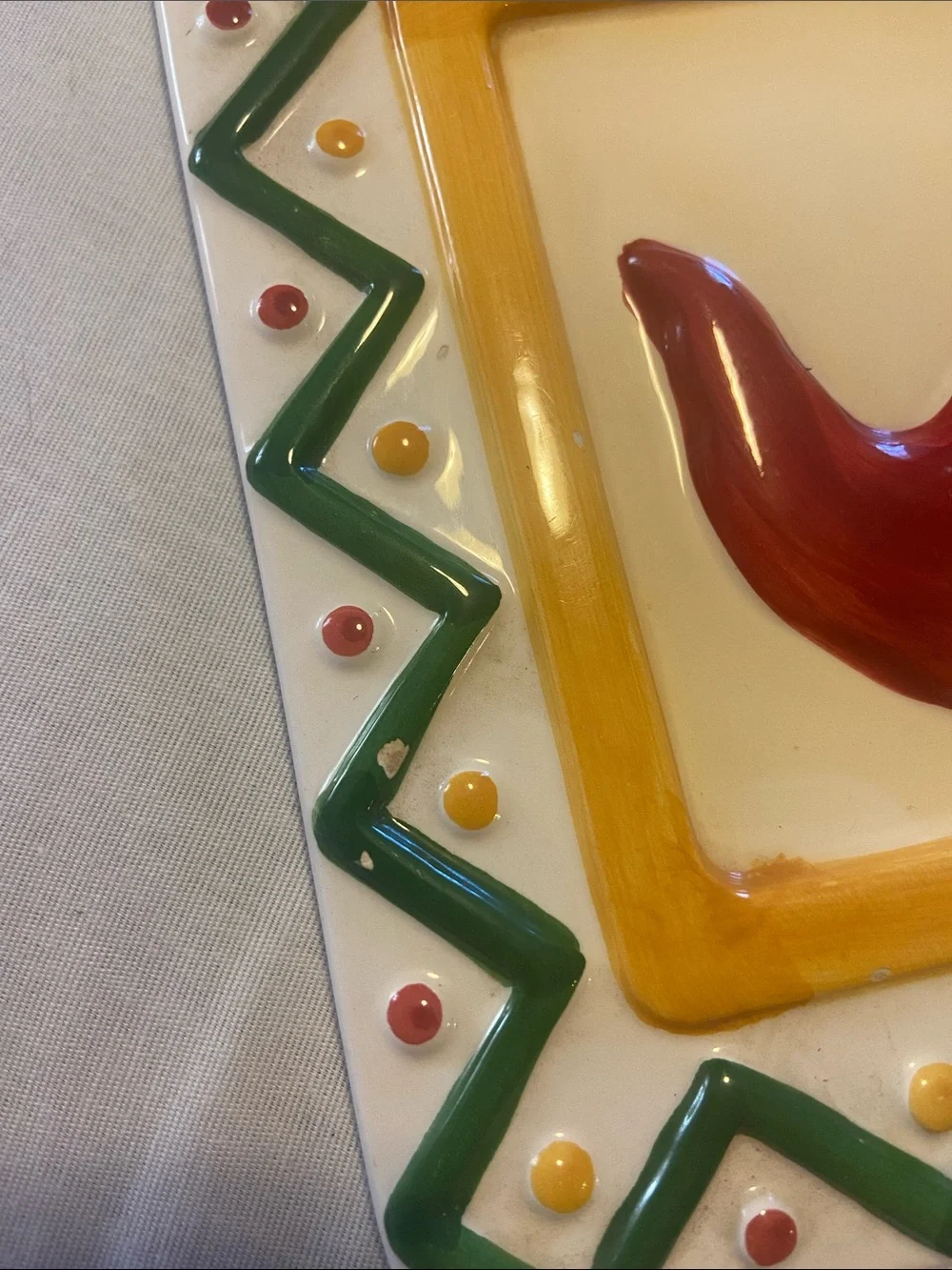 Hand-Painted Chili Pepper Ceramic Serving Dish Set - Red ClayArt 1996